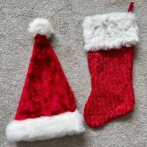 Red Santa Hat and Stocking Set